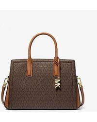 MICHAEL Michael Kors - Mk Laila Medium Signature Logo Satchel - Lyst
