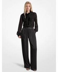 MICHAEL Michael Kors - Metallic Clip Jacquard And Satin Tie-Neck Jumpsuit - Lyst