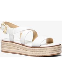 MICHAEL Michael Kors - Mk Lynn Leather Platform Espadrille Sandal - Lyst