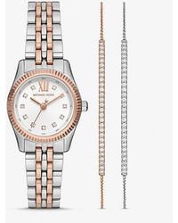 Michael Kors - Mk Lexington Pavé Two-Tone Watch And Slider Bracelet Gift Set - Lyst
