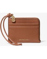 Michael Kors - Jet Set Small Pebbled Leather Card Case Wristlet - Lyst