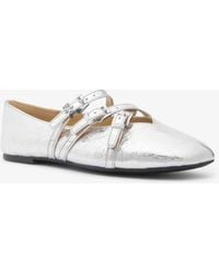 MICHAEL Michael Kors - Mk Indy Flex Crackled Metallic Leather Ballet Flat - Lyst