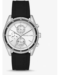 Michael Kors - Oversized Hadyn Pavé Silver-tone Watch - Lyst