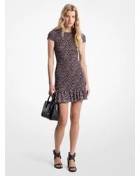 MICHAEL Michael Kors - Smocked Floral Print Georgette Dress - Lyst