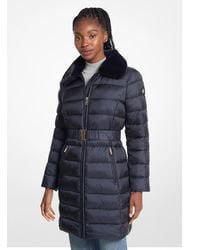 MICHAEL Michael Kors - Packable Quilted Puffer Coat with Faux Fur - Lyst