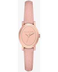 Michael Kors - Petite Maude Rose-Tone And Lizard Embossed Leather Watch - Lyst