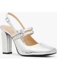 MICHAEL Michael Kors - Mk Escarpin Style Babies Matilda En Cuir Métallisé Craquelé Avec Bride Arrière - Lyst