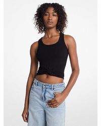 Michael Kors - Tie-Front Ribbed Stretch Knit Tank Top - Lyst