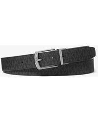 Michael Kors - Mk Reversible Signature Logo And Leather Belt - Lyst
