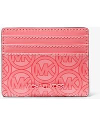 Michael Kors Synthetic Jodie Logo Jacquard Card Case in Green | Lyst