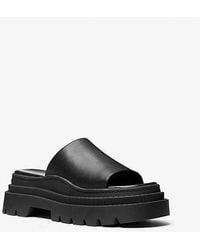 Michael Kors Gideon Embellished Faux Leather Slide Sandal in Michael Kors Gideon Embellished Faux Leather Slide Sandal in