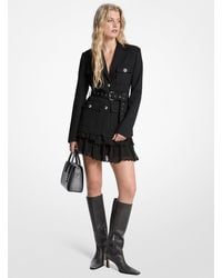 MICHAEL Michael Kors - Mkblazer De Mezcla De Lana Elástica Con Cinturón - Lyst