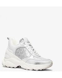 Michael Kors - Katrina Sequined Mixed-Media Trainer - Lyst