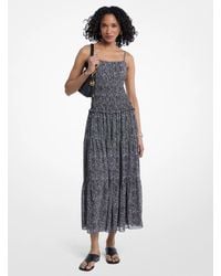 Michael Kors - Mk Abstract Print Georgette Smocked Dress - Lyst