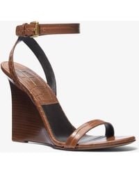 Michael Kors - Claudia Crocodile Embossed Leather Wedge Sandal - Lyst