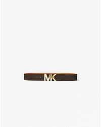 MICHAEL Michael Kors - Reversible Logo And Leather Belt - Lyst