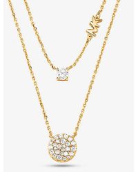 Michael Kors - Mk Precious Metal-Plated Sterling Pavé Disc Layering Necklace - Lyst