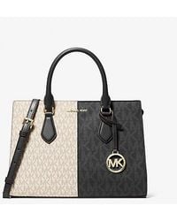 Michael Kors - Sheila Medium Two-Tone Metallic Signature Logo Satchel - Lyst