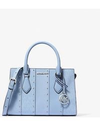 Michael Kors - Sheila Small Studded Patchwork And Signature Logo Satchel - Lyst