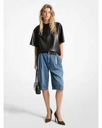 MICHAEL Michael Kors - Mk Pleated Bermuda Denim Shorts - Lyst
