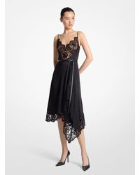 Michael Kors - Mk Robe À Bretelles Asymétrique En Satin Charmeuse À Bordure En Dentelle - Lyst
