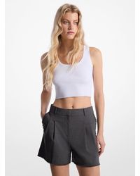 MICHAEL Michael Kors - Mkpantalones Cortos Deshilachados De Lana Elástica Plisada - Lyst