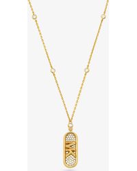 Michael Kors - Mk Pavé Precious Metal-Plated And Sterling Empire Logo Necklace - Lyst