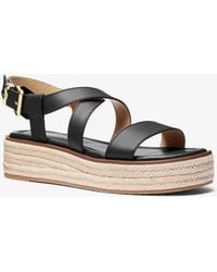 MICHAEL Michael Kors - Mk Lynn Leather Platform Espadrille Sandal - Lyst