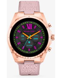 Michael Kors Gen 6 Bradshaw Rose Gold-tone And Logo Silicone Smartwatch - Pink