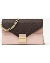 sloan logo and leather chain wallet