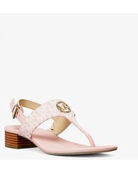 Michael Kors - Hannah Signature Logo T-Strap Sandal - Lyst