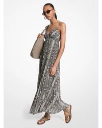 MICHAEL Michael Kors Maxi Pleated Slip Dress in Pink | Lyst UK MICHAEL Michael Kors Maxi Pleated Slip Dress in Pink | Lyst UK