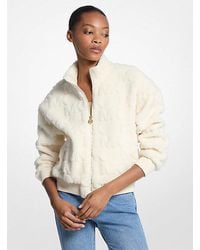 Michael Kors - Logo Jacquard Sherpa Zip-Up Jacket - Lyst