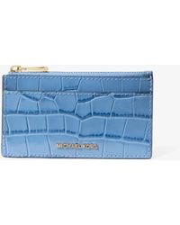 MICHAEL Michael Kors - Mk Jet Set Small Crocodile Embossed Leather Card Case - Lyst