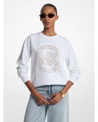 Michael Kors - Embellished Logo Cotton Blend Sweatshirt - Lyst