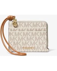 Michael Kors - Jet Set Small Signature Logo Card Case Wristlet - Lyst