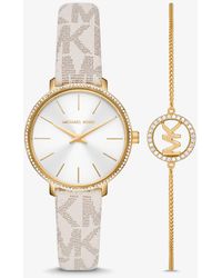 Michael Kors Set bracciale e orologio Pyper tonalità oro con logo - Metallizzato