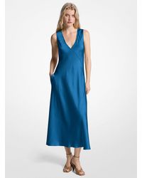 MICHAEL Michael Kors - Mk Satin Midi Dress - Lyst