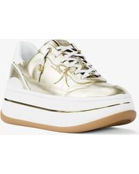 MICHAEL Michael Kors - Mk Hayes Embellished Metallic Leather Platform Trainers - Lyst