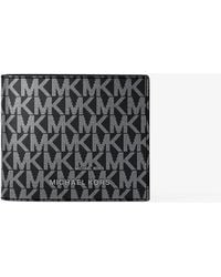 Michael Kors - Mk Hudson Metallic Signature Logo Billfold Wallet With Passcase - Lyst