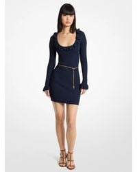 MICHAEL Michael Kors - Mk Ruffled Stretch Knit Belted Dress - Lyst