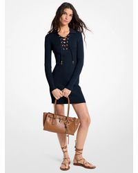MICHAEL Michael Kors - Mk Stretch Knit Lace-Up Polo Dress - Lyst
