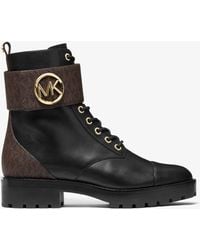 tatum leather and logo combat boot
