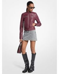 Michael Kors - Zip Front Leather Jacket - Lyst