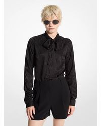 MICHAEL Michael Kors - Mk Moiré Tie-Neck Blouse - Lyst
