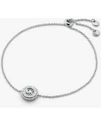 Michael Kors Precious Metal-plated Sterling Silver Pavé Logo Slider Bracelet - Metallic