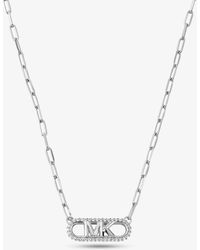 Michael Kors - Mk Precious Metal-Plated Sterling Empire Logo Chain Link Necklace - Lyst