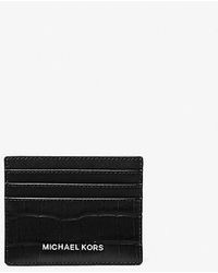 Michael Kors - Hudson Crocodile Embossed Leather Tall Card Case - Lyst