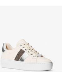Michael Kors - Poppy Metallic And Signature Logo Stripe Sneaker - Lyst