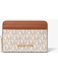 MICHAEL Michael Kors - Mk Jet Set Small Signature Logo Zip-Around Card Case - Lyst